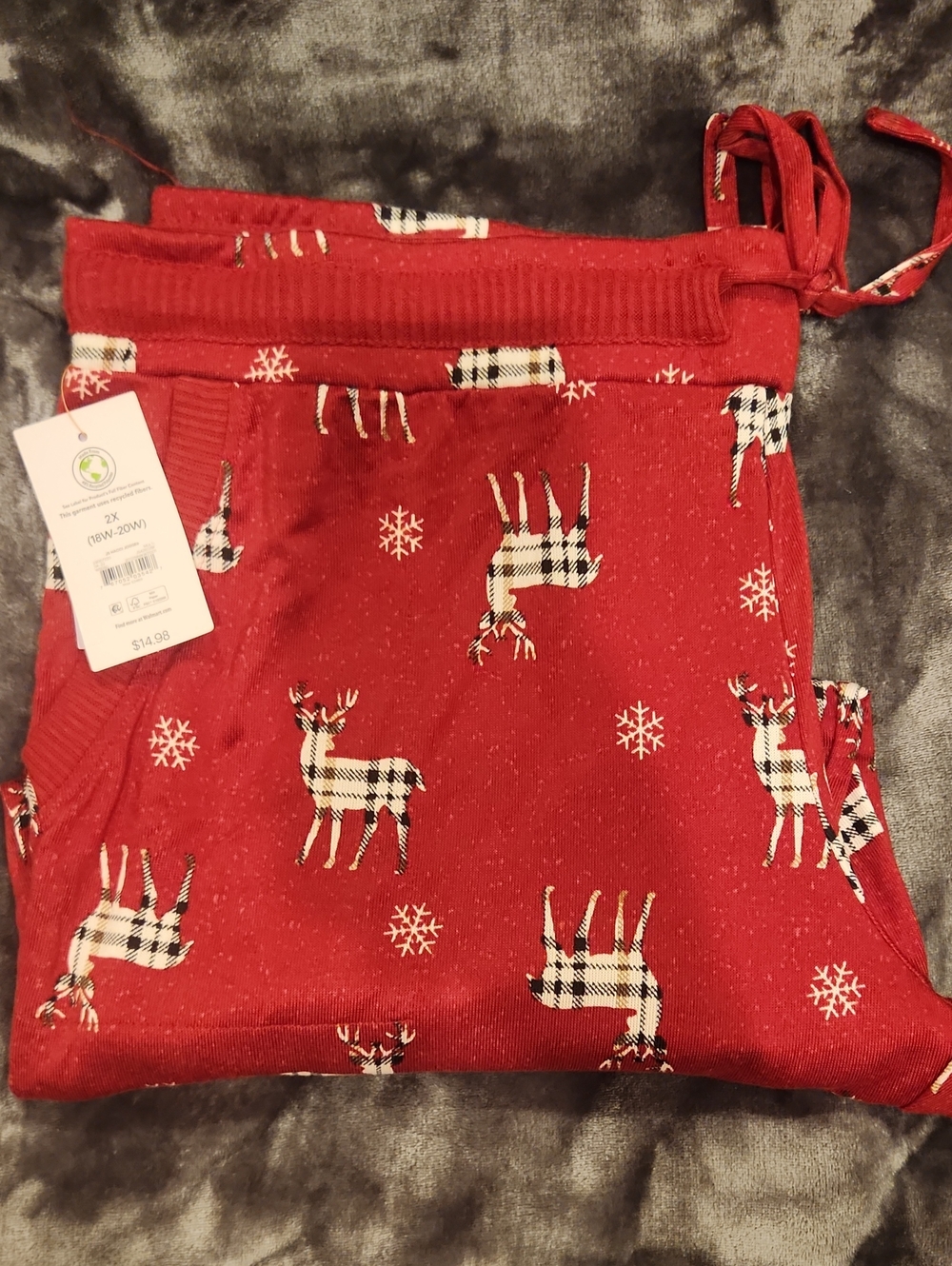 Womens Red Reindeer Pajama Lounge Pants 2X